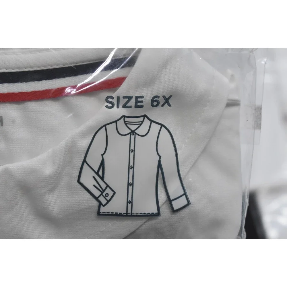 French Toast Plain White Long Sleeve Poplin Blouse Girls Small 6X Lot Of 12
